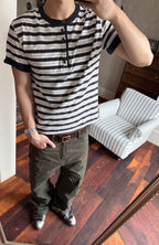 TRECLUB Stripe Henley T-Shirt