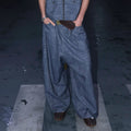 ASSEEN Dropped-Crotch Wide-Leg Linen-Blend Jeans