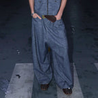 ASSEEN Dropped-Crotch Wide-Leg Linen-Blend Jeans