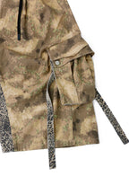 RELABEL Detachable Scarf Camo Leopard Panel Oversized Shorts