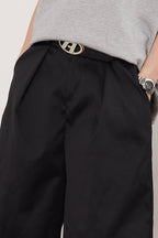 ASSEEN Pleated Wide-Leg Bermuda Shorts