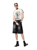 CYCYCY Retro Washed Paneled Denim Shorts