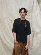 RELABEL Slogan Washed Spliced Raglan T-Shirt