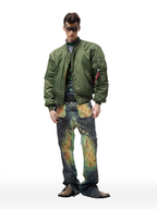 CYCYCY Iridescent Croc Full-Print Slim Flared Jeans