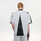TIWILLTANG Contrast Stitch Paneled Zip-Up Half Shirt
