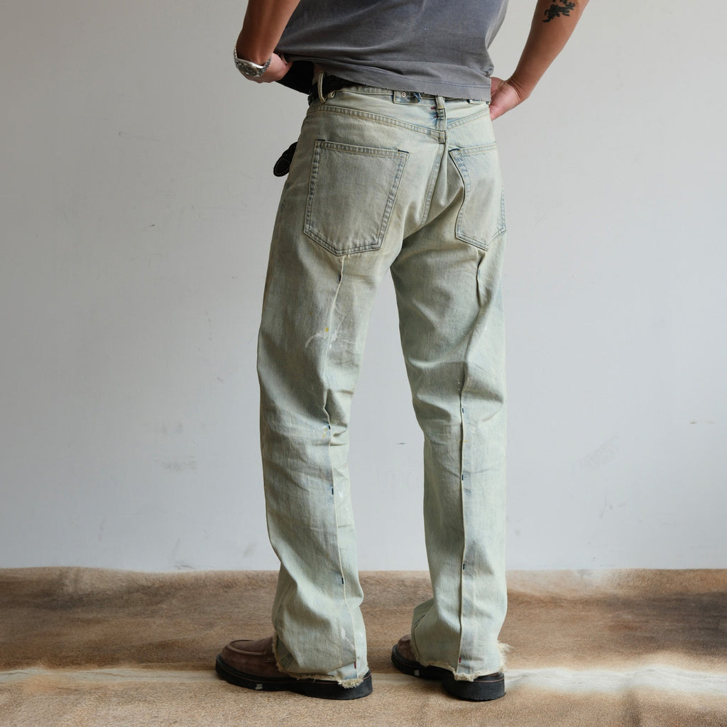 NEIGBORL Washed Paint-Splatter Straight-Leg Jeans