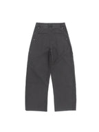 IN EXISTENCE Stripe Pleated Embroidery Curved Pants