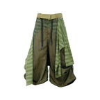 RELABEL Detachable Striped Drape Ruched Oversized Shorts Green