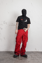 UNDERWATER Burnt Red Dirty-Dyed Moleskin Cargo Pants