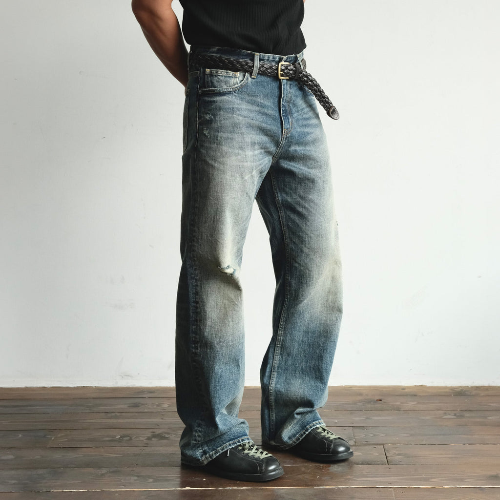 NEIGBORL Washed Distressed Flared Jeans