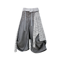 RELABEL Detachable Striped Drape Ruched Oversized Shorts Gray