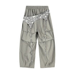 CLP Layered Crinkled Waist-Panel Parachute Pants