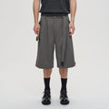 CATSSTAC Pleated Belted Wide-Leg Shorts