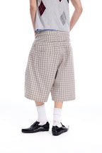 WHISTLEHUNTER Plaid Double-Waist Strap Shorts