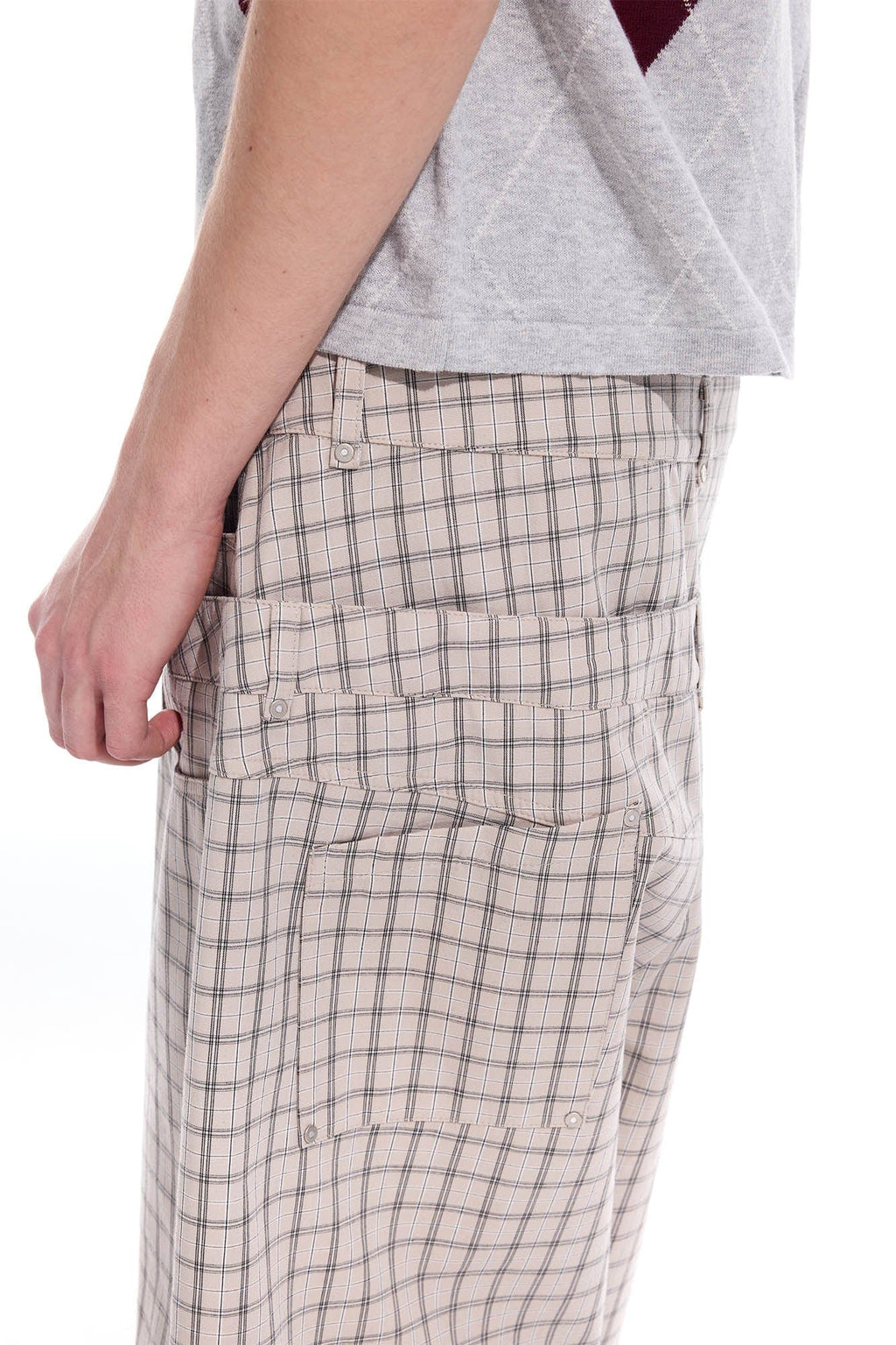 WHISTLEHUNTER Plaid Double-Waist Strap Shorts