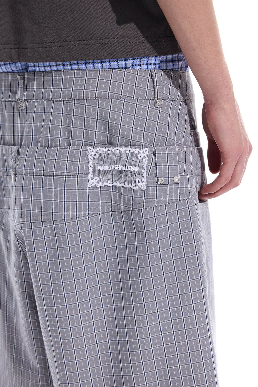 WHISTLEHUNTER Plaid Double-Waist Strap Shorts