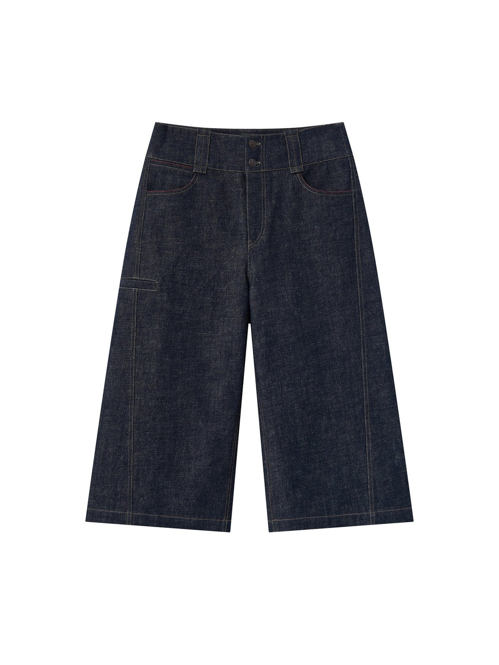 OPICLOTH Essential Stitched Cropped Raw Jeans