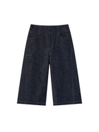 OPICLOTH Essential Stitched Cropped Raw Jeans