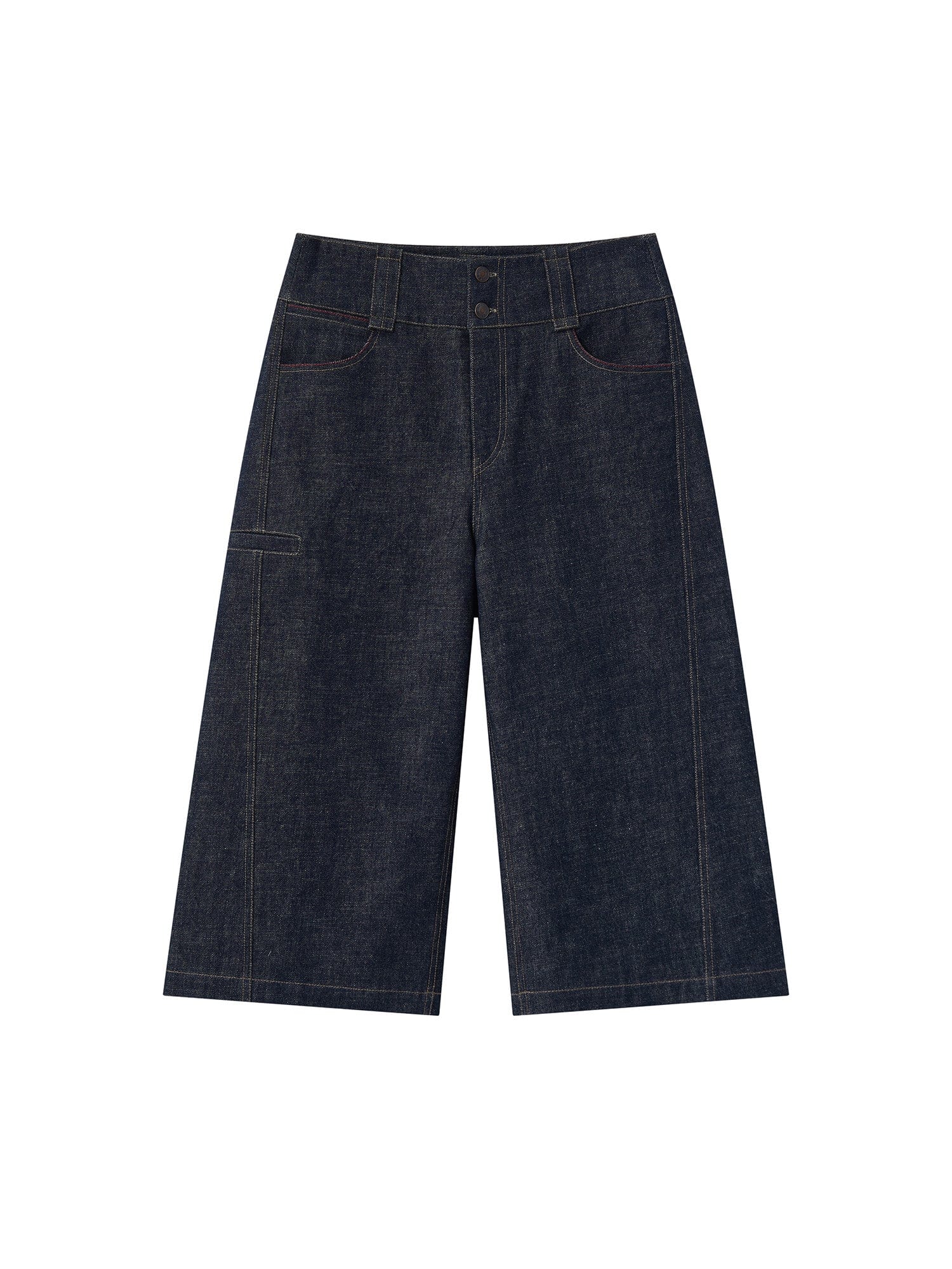 OPICLOTH Essential Stitched Cropped Raw Jeans