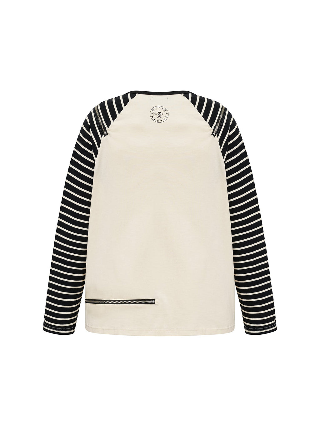 VENTUREK Punk Graphic Multi-Zip Striped Raglan Long-Sleeve Tee