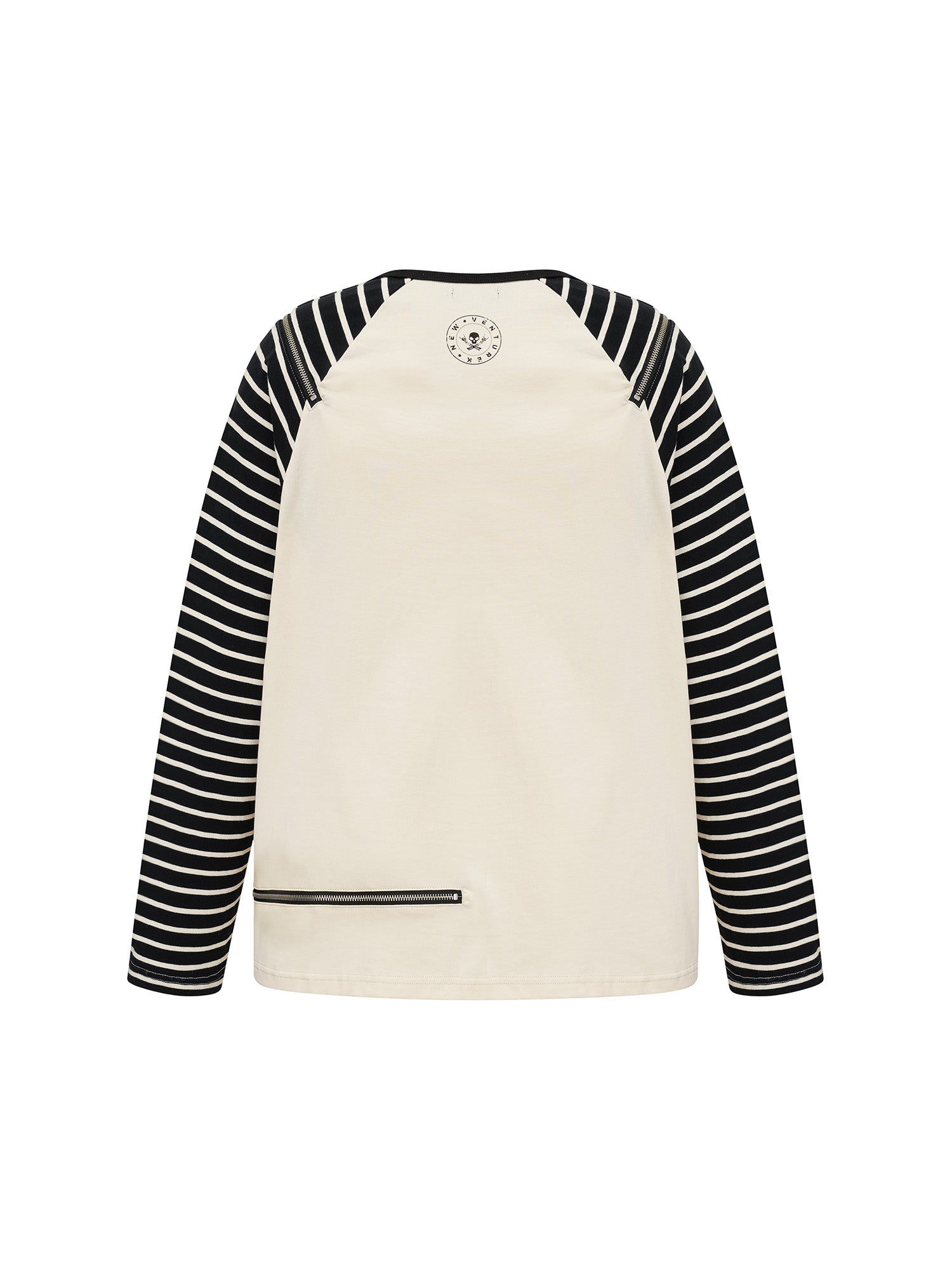 VENTUREK Punk Graphic Multi-Zip Striped Raglan Long-Sleeve Tee