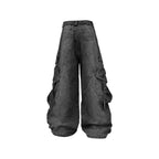 RELABEL Washed Paneled Strap Oversized Cargo Jeans Black