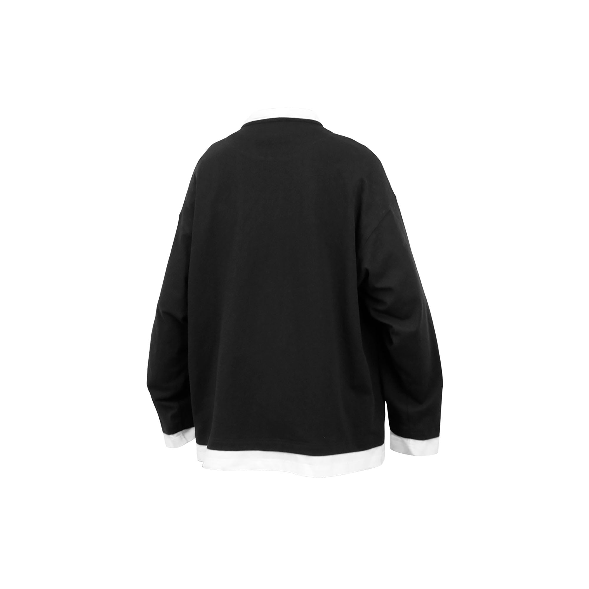 RELABEL Contrast Layered Henley Long-Sleeve Tee