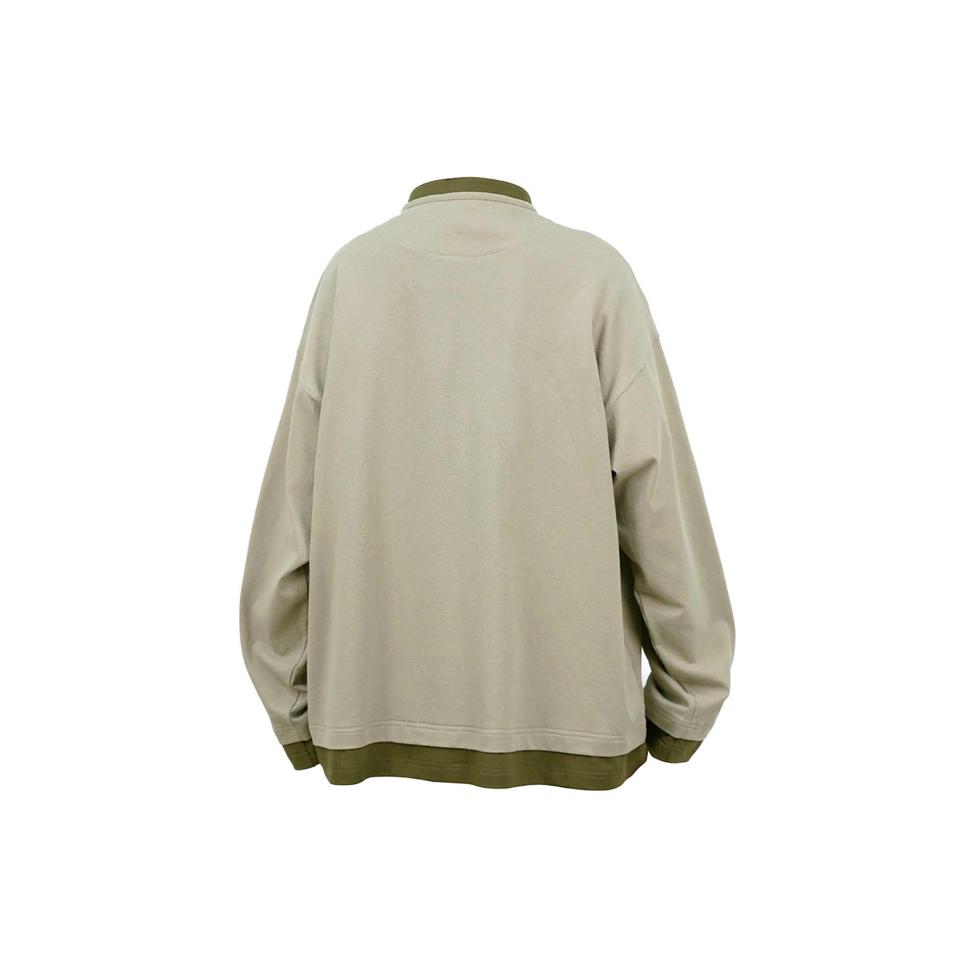 RELABEL Contrast Layered Henley Long-Sleeve Tee