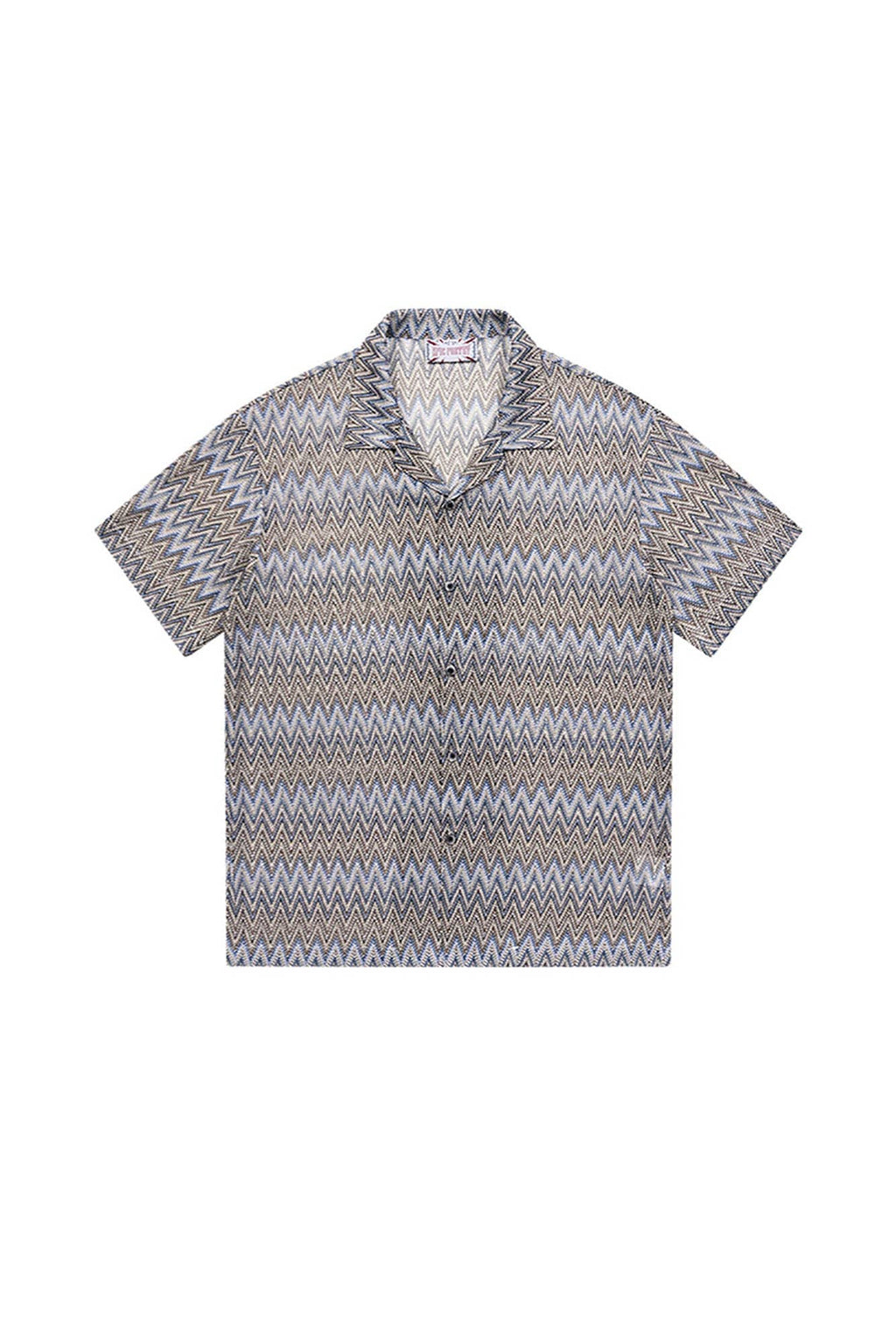 EPIC POETRY Geometric Ripple Knitted Half Shirt Sandstone