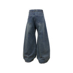 RELABEL Washed Studded Panel Oversized Jeans Blue