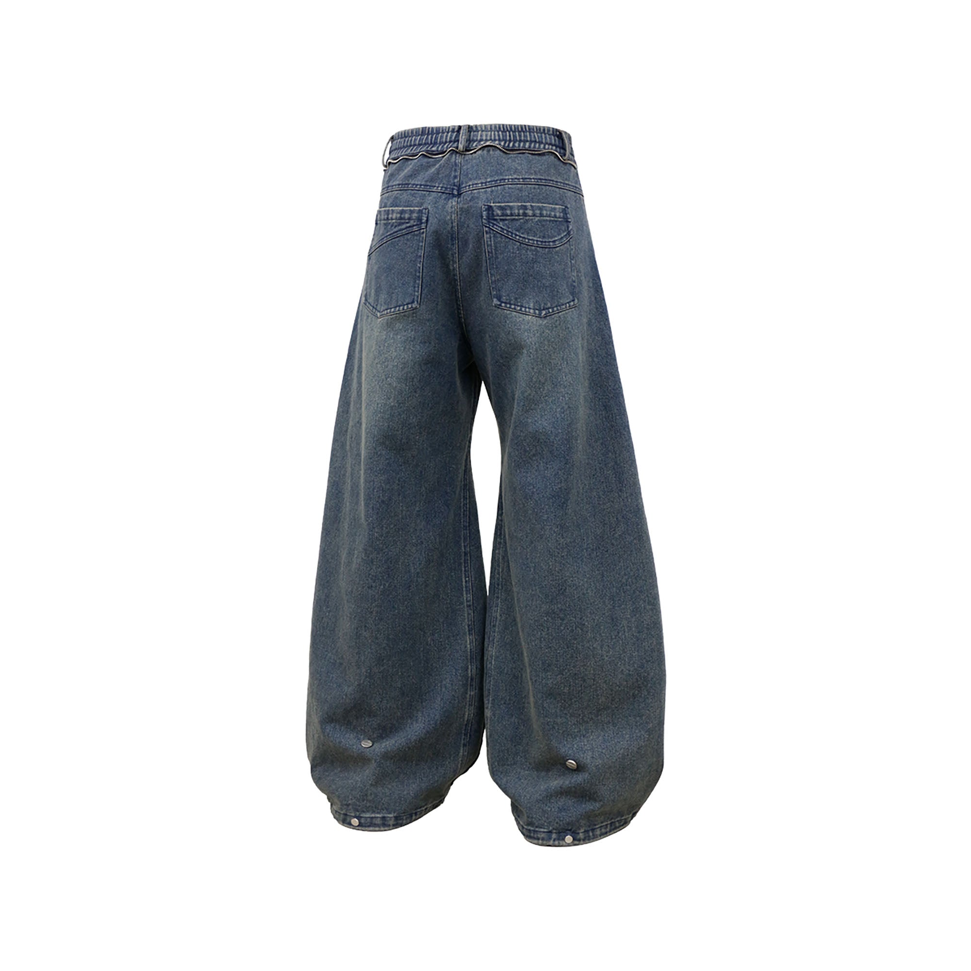 RELABEL Washed Studded Panel Oversized Jeans Blue