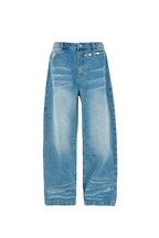 455EMBLE Washed Waist-Zip Wide-Leg Jeans