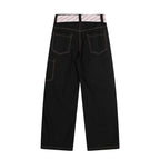 CLP Tie-Belt Multi-Pockets Stitched Pants