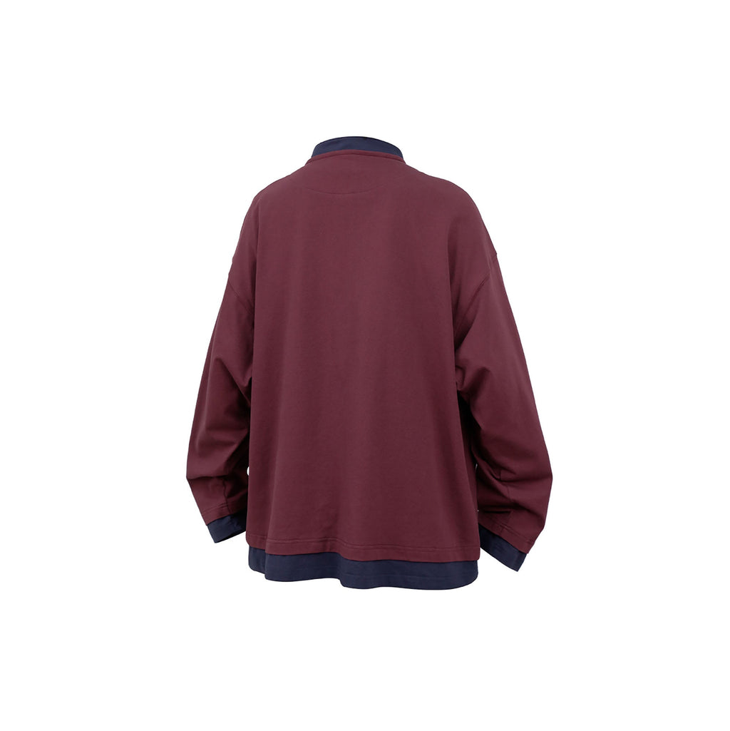 RELABEL Contrast Layered Henley Long-Sleeve Tee