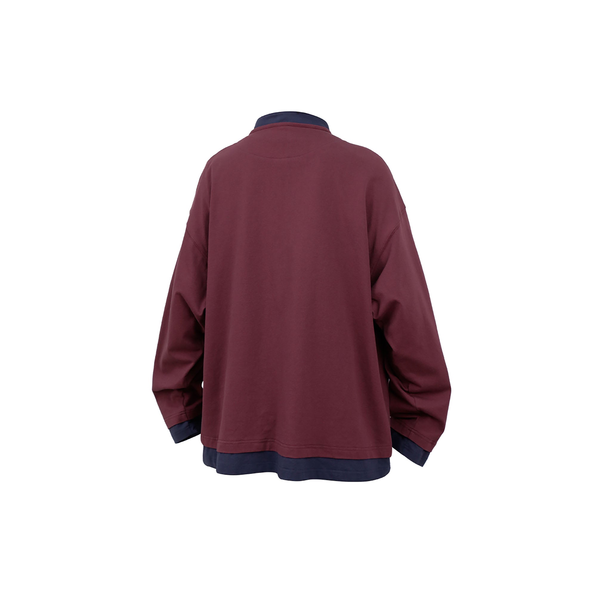 RELABEL Contrast Layered Henley Long-Sleeve Tee