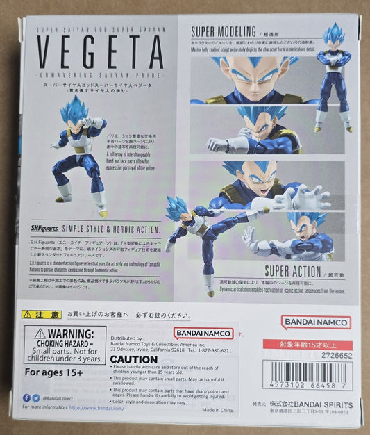 *Open Box* S.H. Figuarts Dragon Ball Z Super Saiya God Super Saiyan Vegeta Unwavering Saiyan Pride Action Figure