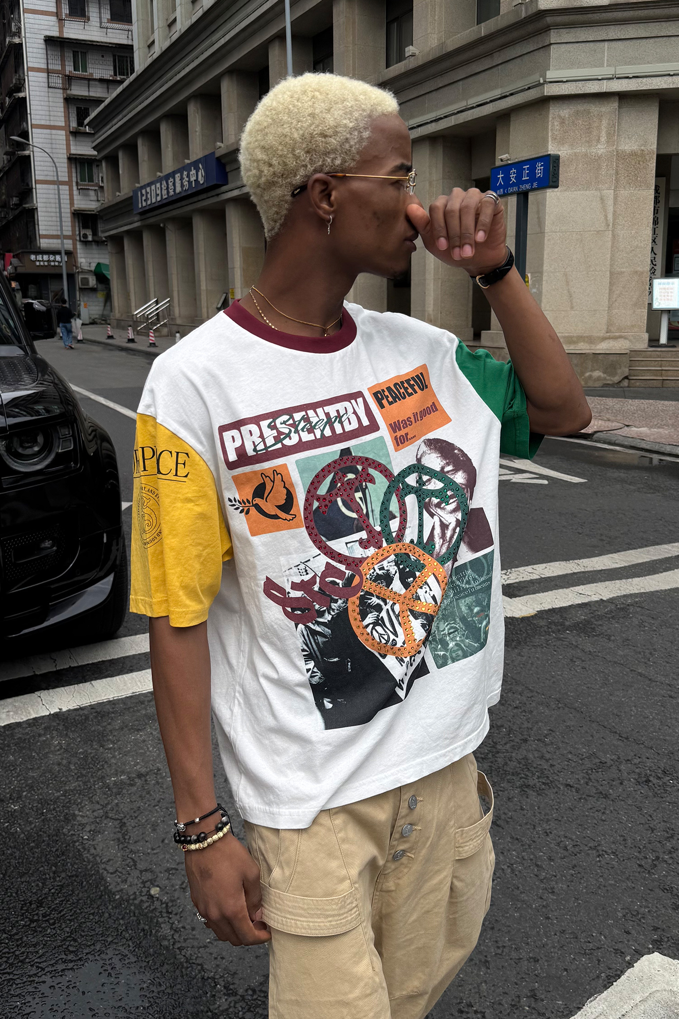 STEEPC Contrast Diamond Graphic T-Shirt