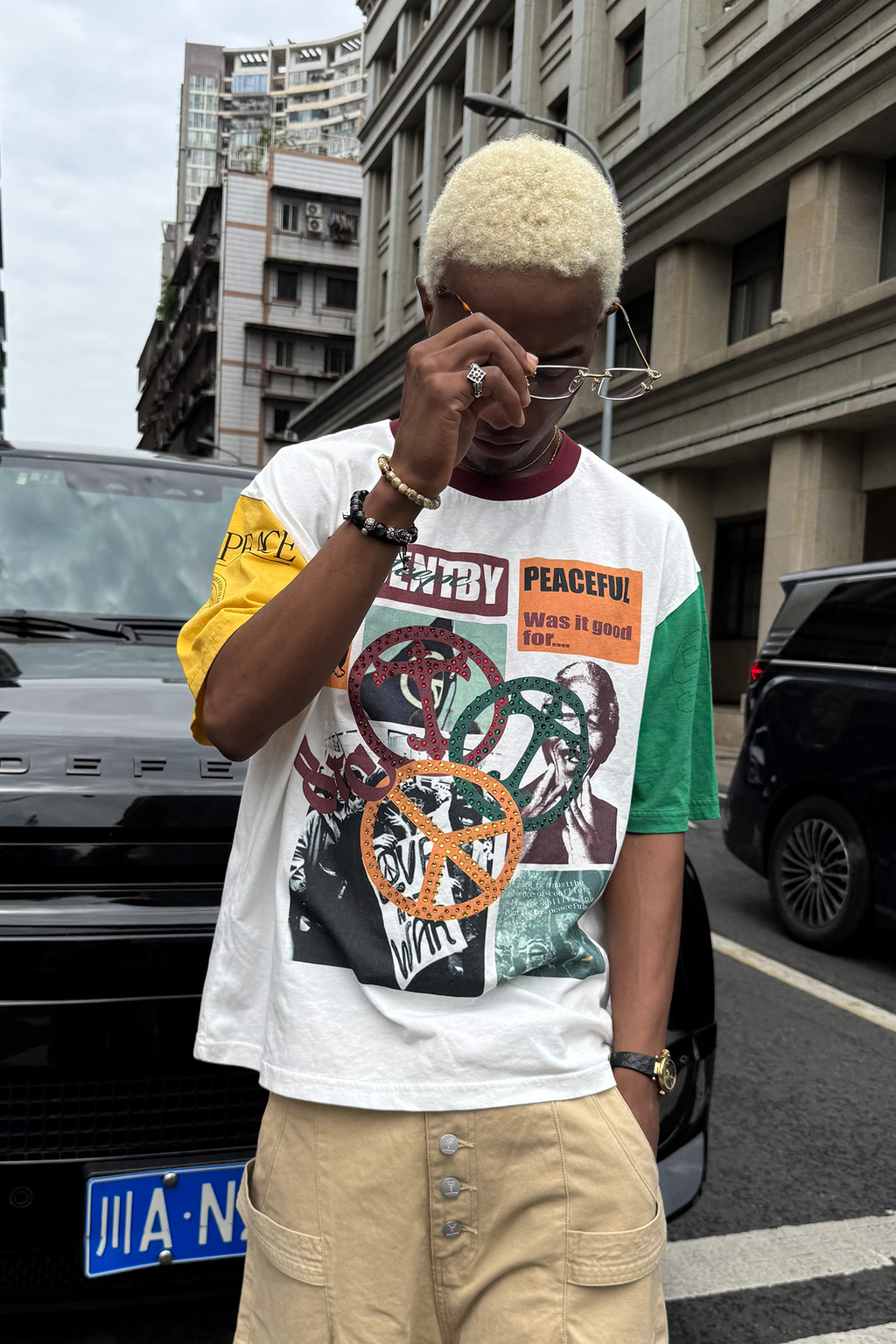 STEEPC Contrast Diamond Graphic T-Shirt