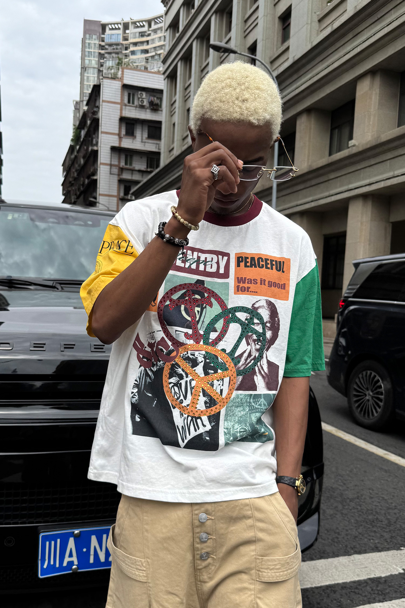 STEEPC Contrast Diamond Graphic T-Shirt