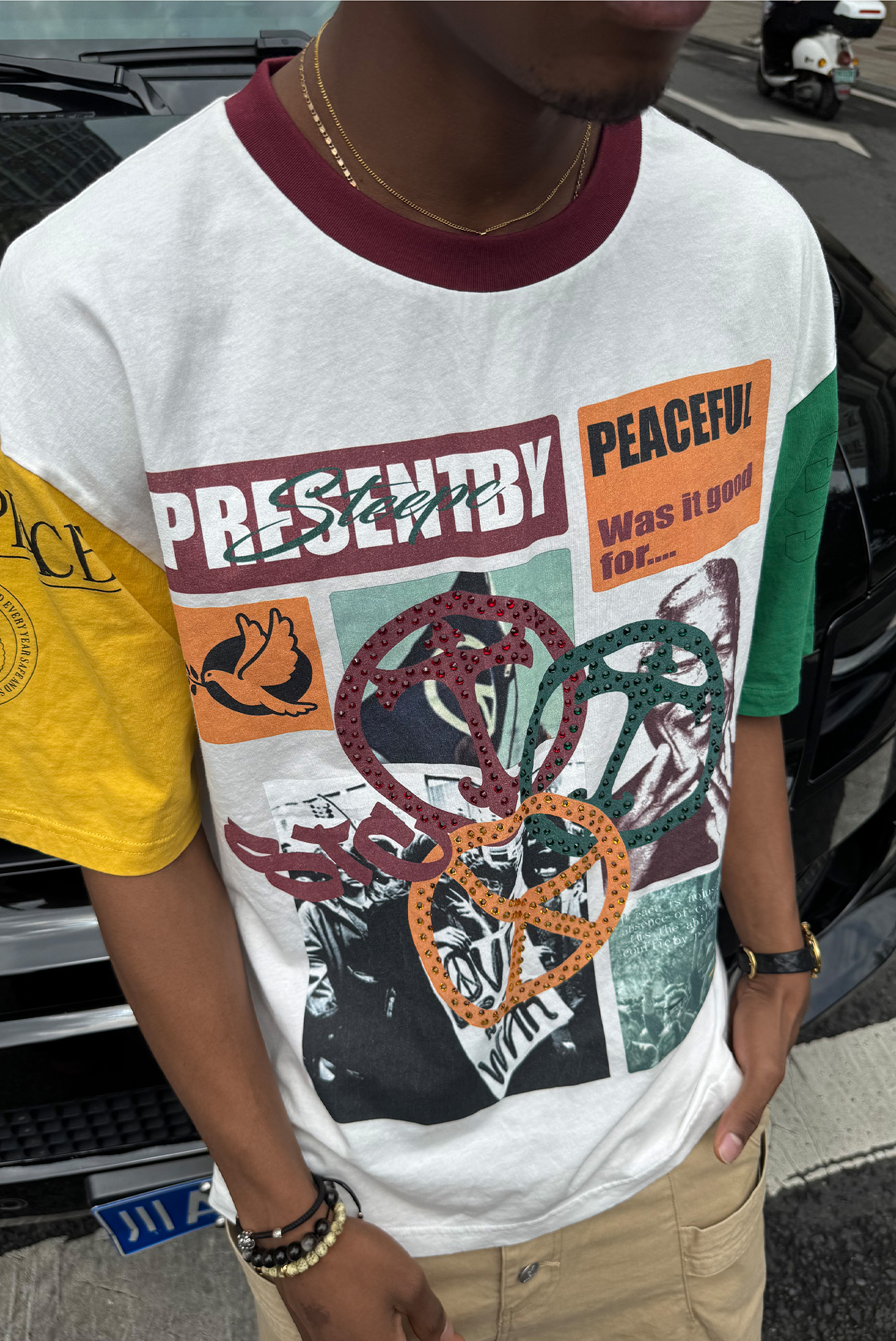 STEEPC Contrast Diamond Graphic T-Shirt
