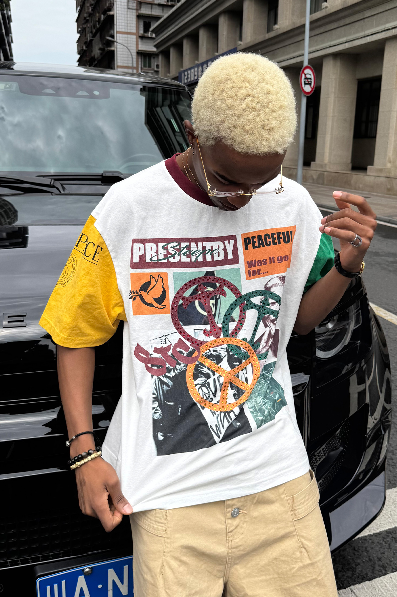 STEEPC Contrast Diamond Graphic T-Shirt
