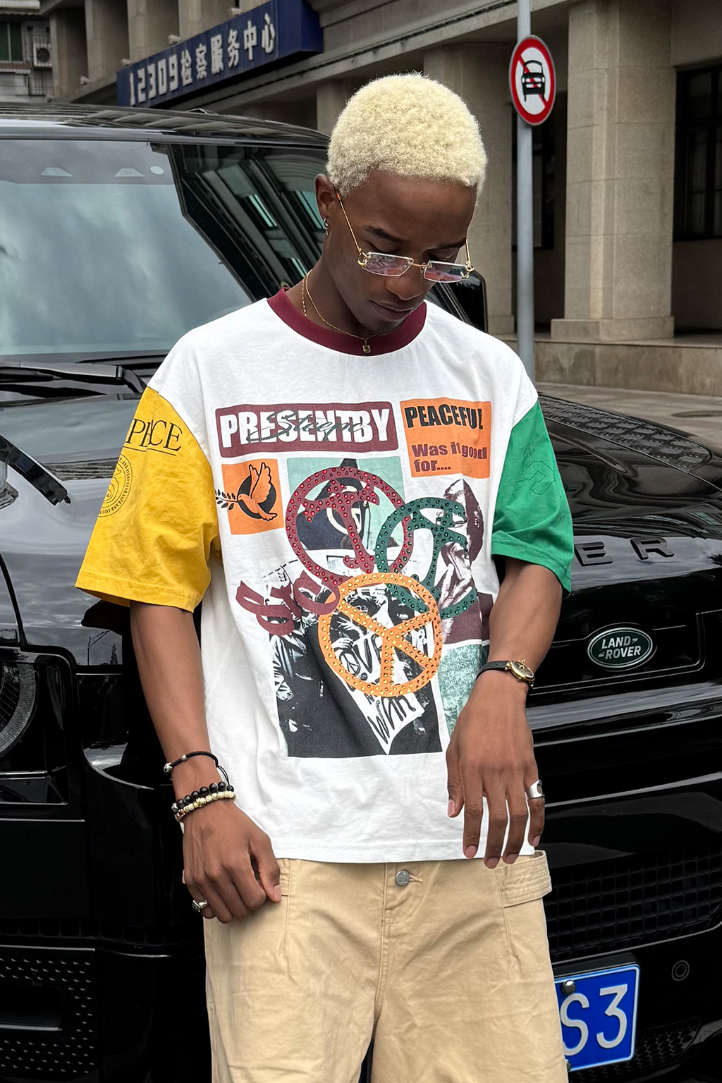 STEEPC Contrast Diamond Graphic T-Shirt