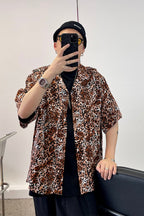 ME DA IGUAL Classic Leopard Full-Print Half Shirt