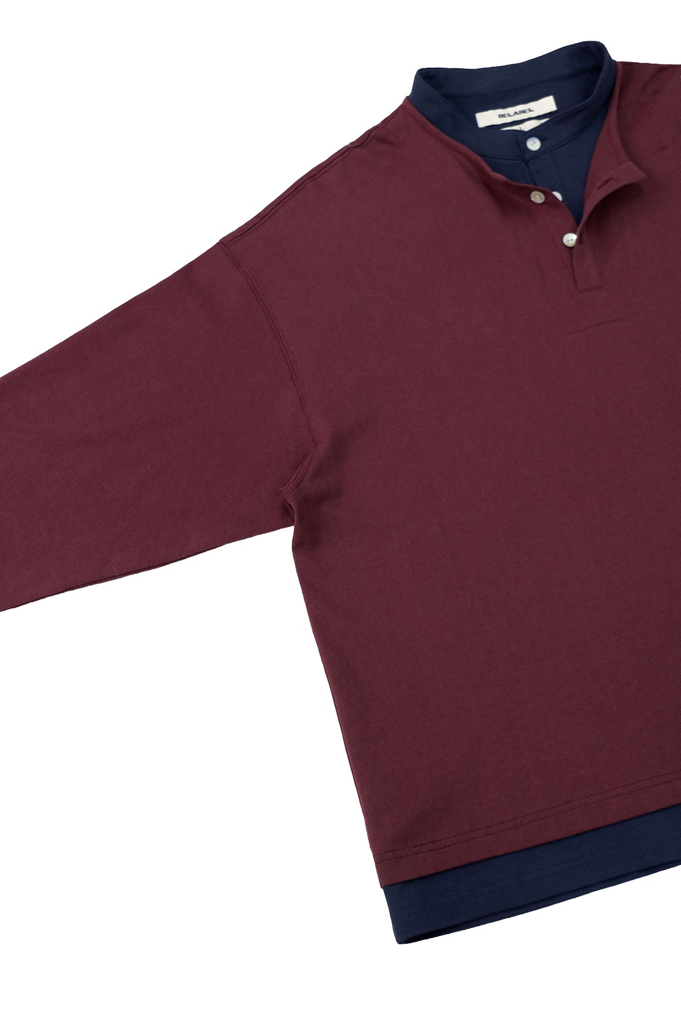 RELABEL Contrast Layered Henley Long-Sleeve Tee