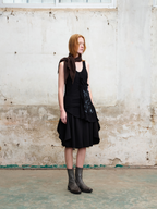ILNya Nieternite Nifutur Deconstructed Graphic Knit Tank Top Black