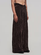 ILNya Nieternite Nifutur Velvet High-Waisted Pleated Wide-Leg Pants