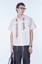 ASSEEN Cord Tassel Pocket Half Shirt