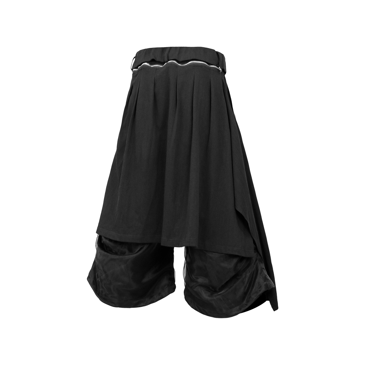 RELABEL Detachable Drape Ruched Oversized Shorts Black
