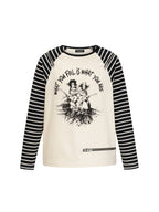 VENTUREK Punk Graphic Multi-Zip Striped Raglan Long-Sleeve Tee
