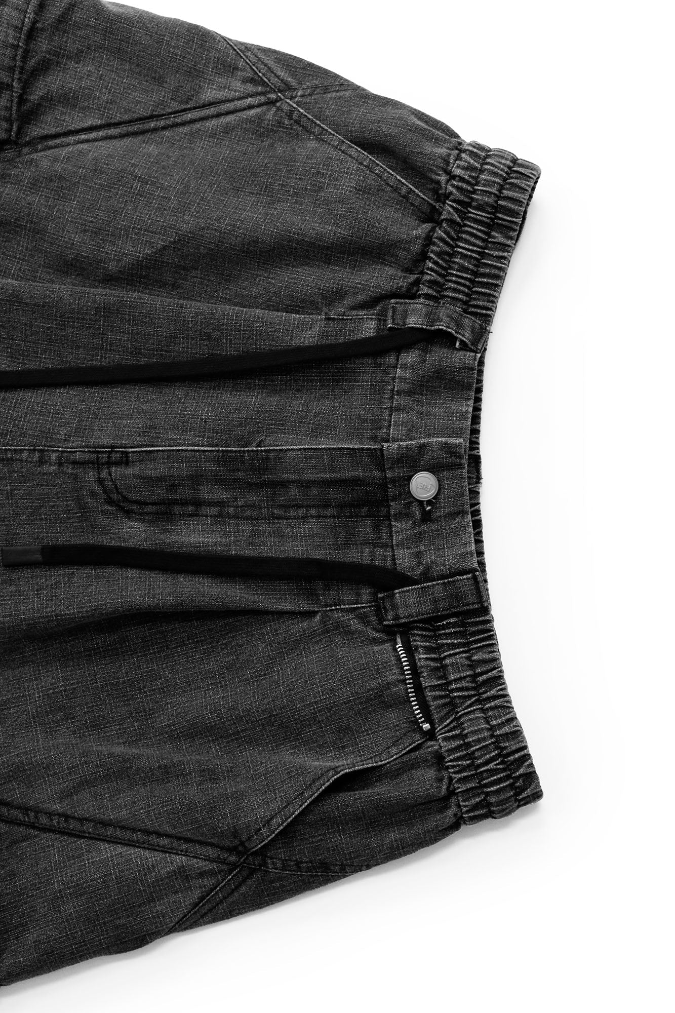 RELABEL Detachable Plaid Drape Oversized Denim Shorts
